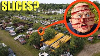 drone catches Slices the Demon at this abandoned car scrap yard we found him [upl. by Ribaudo57]