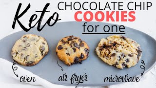 45 Second KETO CHOCOLATE CHIP COOKIE FOR ONE  Cooked 3 Ways  Air Fryer Microwave Oven [upl. by Eatnoid]