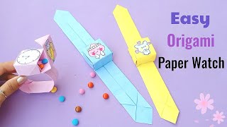 How to make easy paper watch Origami paper Watch  Easy Origami  Paper watch  DIY school craft [upl. by Enyrhtac]