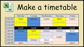 How to make a timetable in Excel [upl. by Larry100]